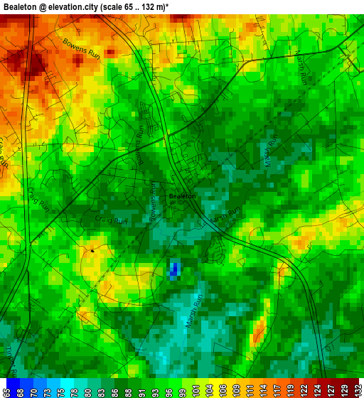 Bealeton elevation map