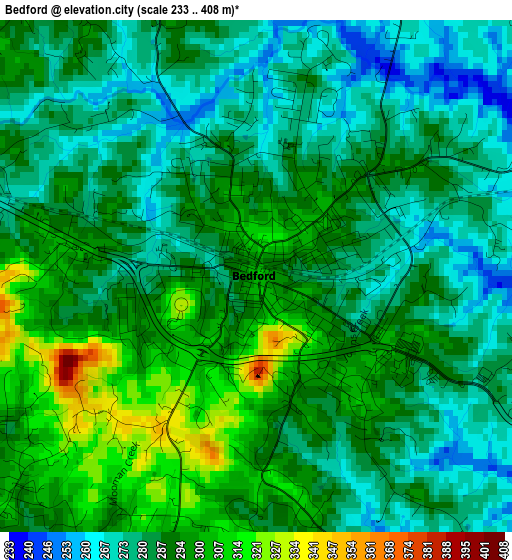 Bedford elevation map