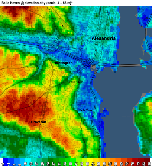 Belle Haven elevation map