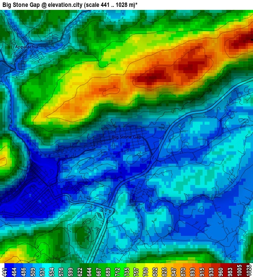 Big Stone Gap elevation map