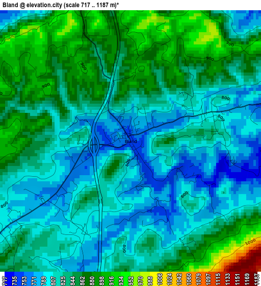 Bland elevation map