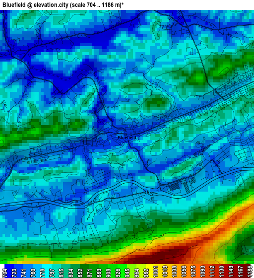 Bluefield elevation map