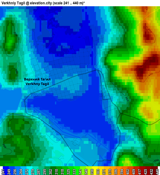 Verkhniy Tagil elevation map