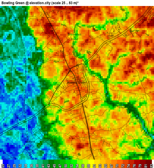 Bowling Green elevation map