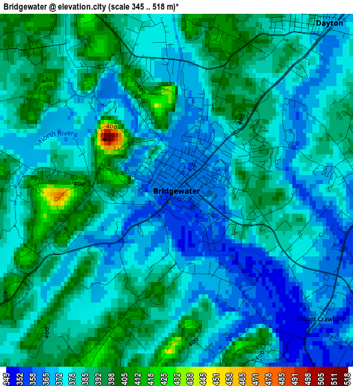 Bridgewater elevation map