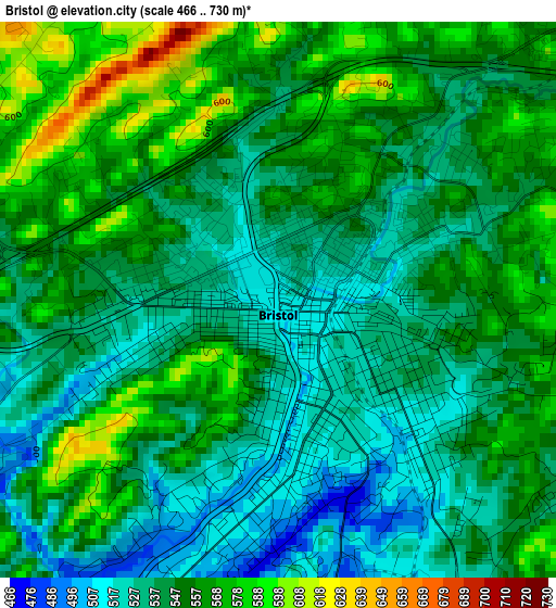 Bristol elevation map