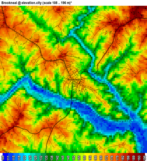 Brookneal elevation map