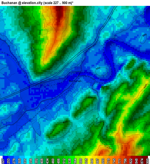 Buchanan elevation map