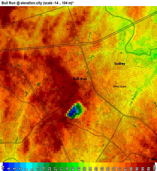 Bull Run elevation map