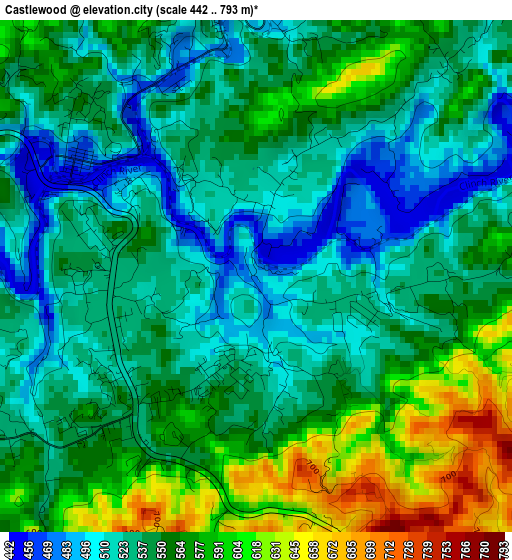 Castlewood elevation map