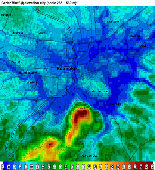 Cedar Bluff elevation map