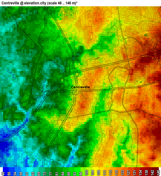 Centreville elevation map