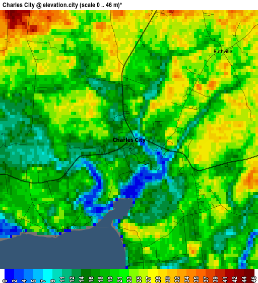 Charles City elevation map