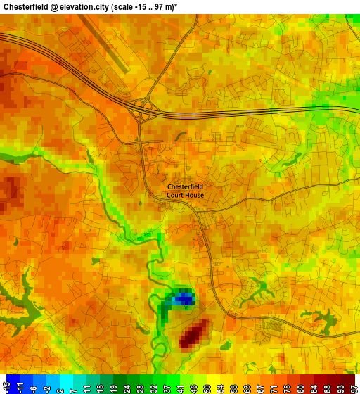 Chesterfield elevation map