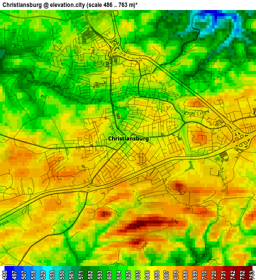 Christiansburg elevation map