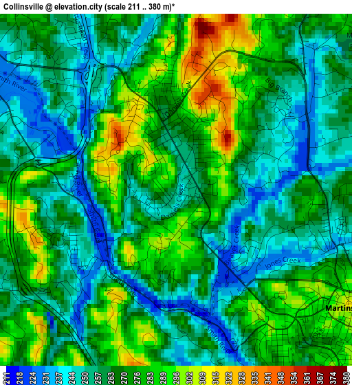 Collinsville elevation map