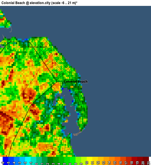 Colonial Beach elevation map