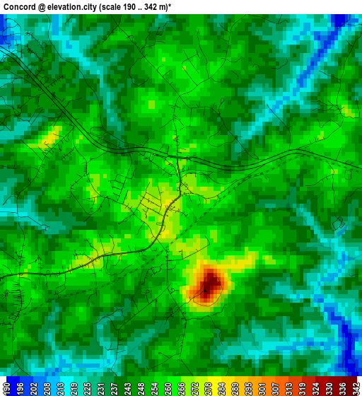 Concord elevation map