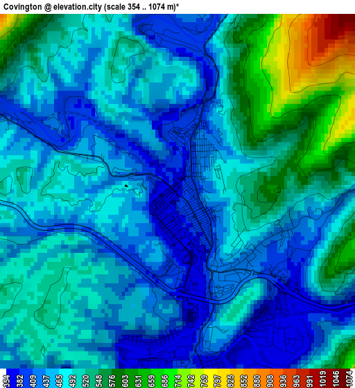 Covington elevation map