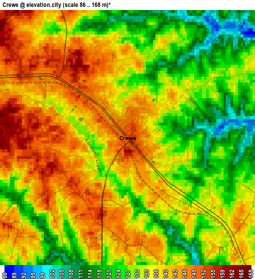 Crewe elevation map