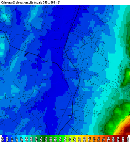 Crimora elevation map