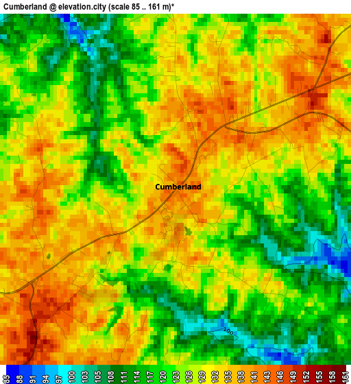 Cumberland elevation map