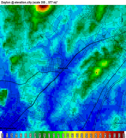 Dayton elevation map