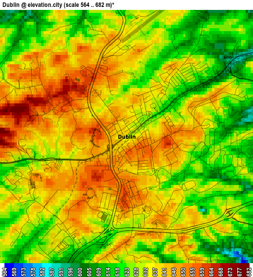 Dublin elevation map