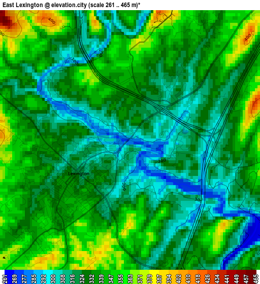 East Lexington elevation map