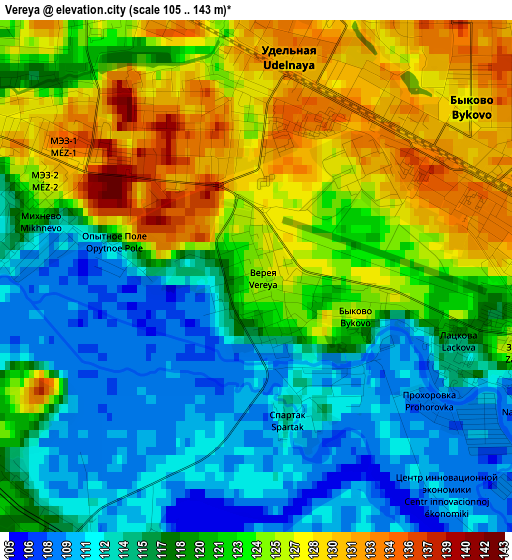 Vereya elevation map