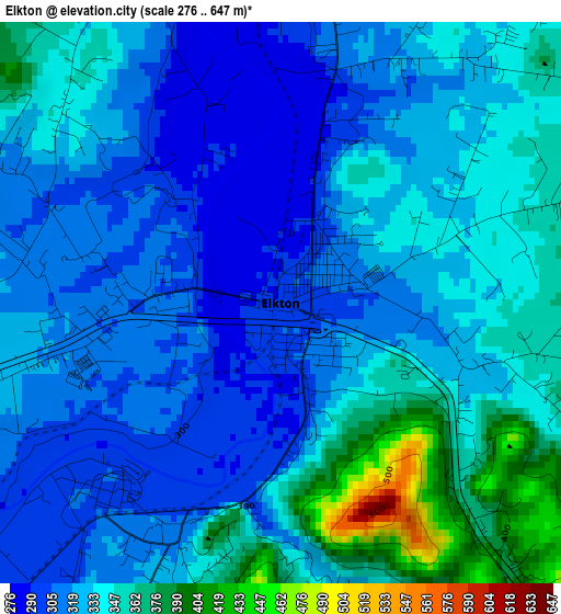 Elkton elevation map