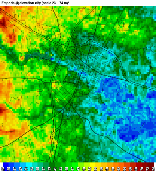 Emporia elevation map