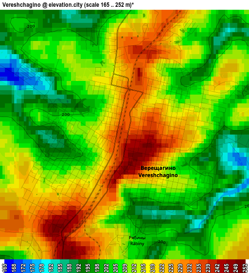 Vereshchagino elevation map