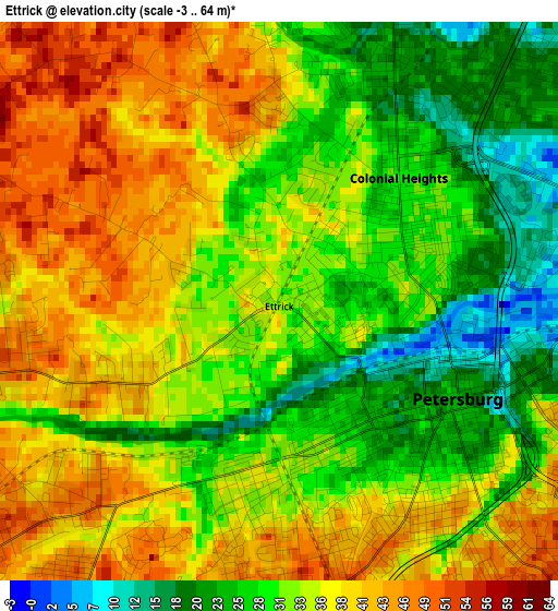 Ettrick elevation map