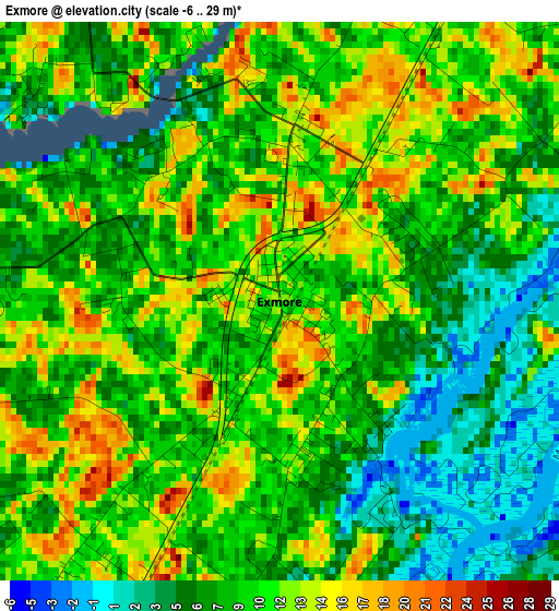 Exmore elevation map