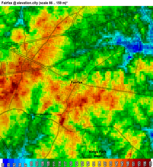 Fairfax elevation map