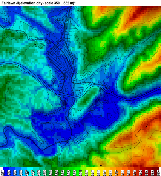 Fairlawn elevation map