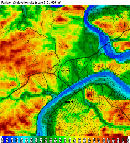 Fairlawn elevation map