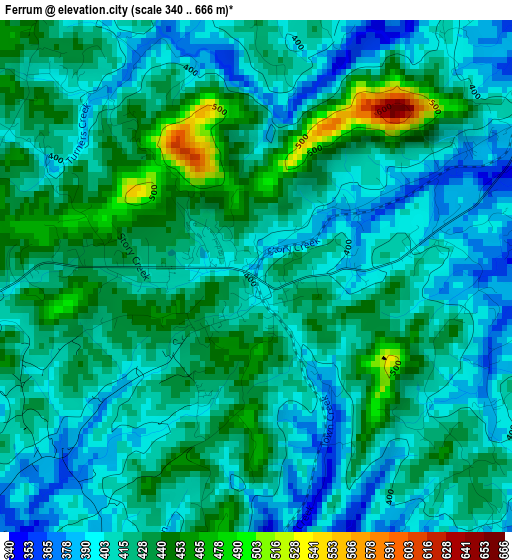 Ferrum elevation map