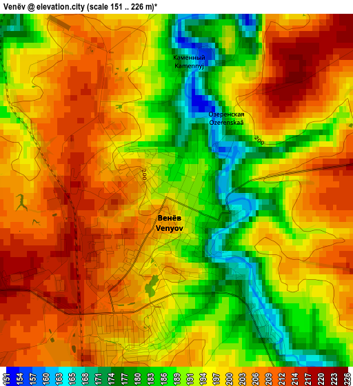 Venëv elevation map