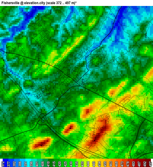 Fishersville elevation map