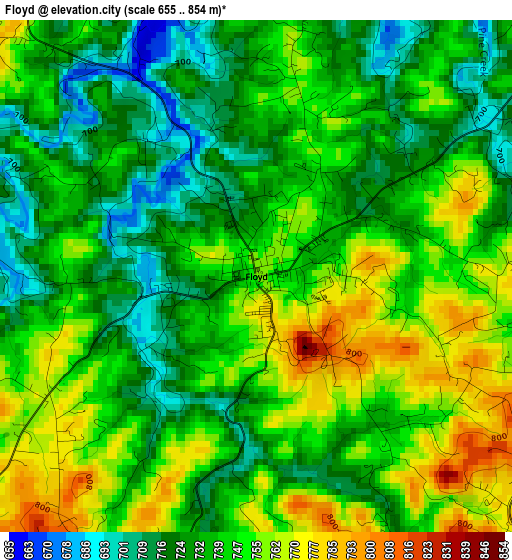 Floyd elevation map