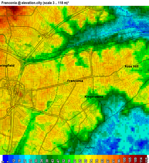 Franconia elevation map