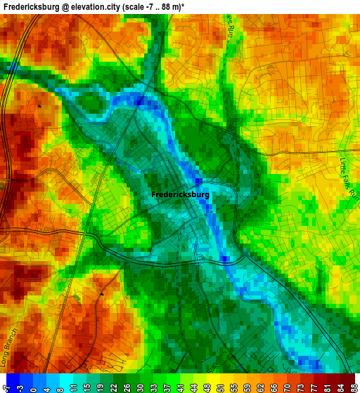 Fredericksburg elevation map