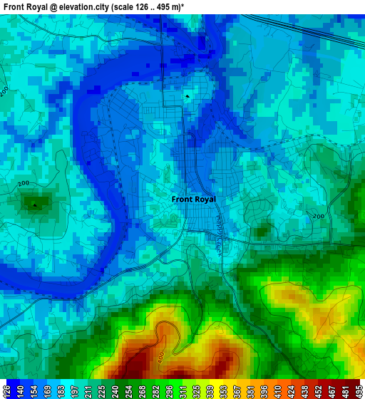 Front Royal elevation map