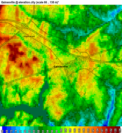 Gainesville elevation map