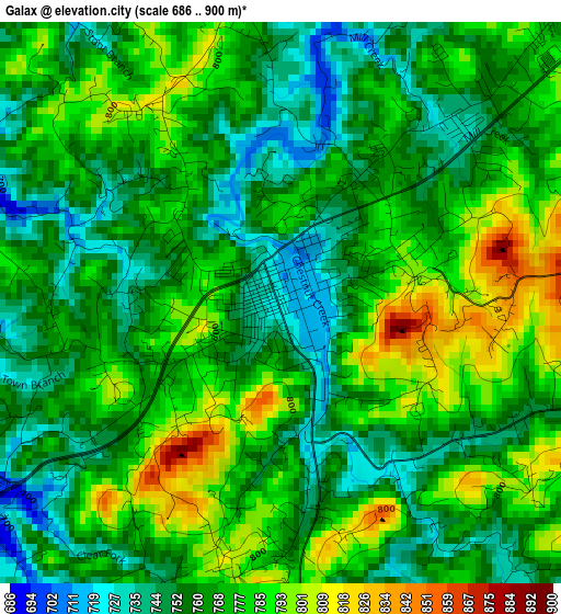 Galax elevation map