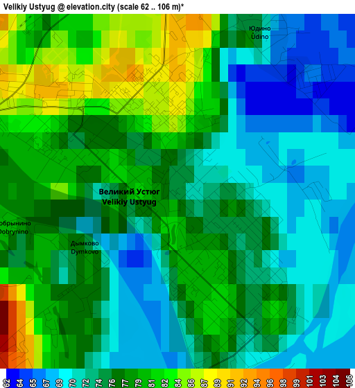 Velikiy Ustyug elevation map