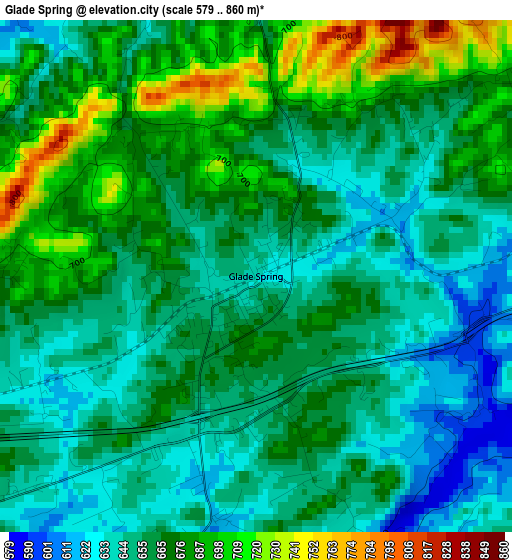 Glade Spring elevation map