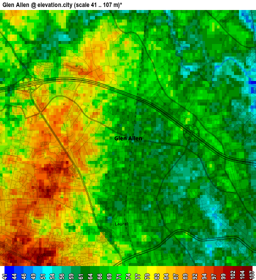 Glen Allen elevation map